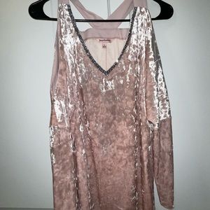 Juicy Couture Crushed Pink Velvet Off the Shoulder Blouse